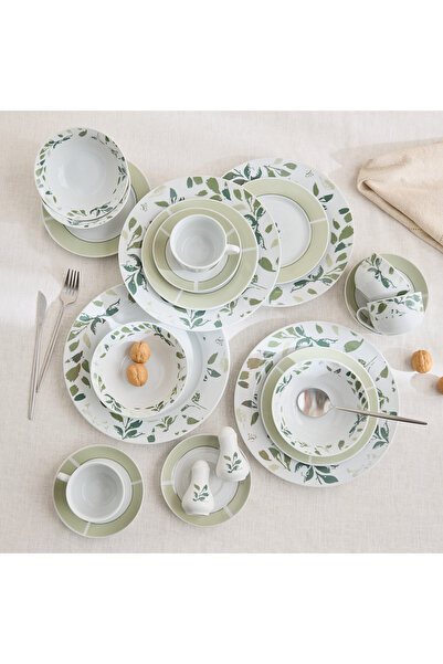 Home Box Manhattan 22-Piece Porcelain Leaf Dinner Set - Serves 4