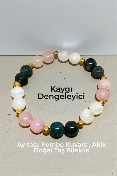 NBS Beautiful Naturel Stones Real Moonstone, Pink Quartz, Agate Natural Stone...