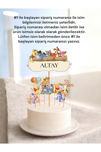 Sinem Gift Winnie The Pooh Doğum Günü Konsepti -Winnie The Pooh Pasta Süsü - ...