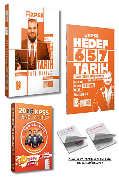 Benim Hocam Yayınları 2026 KPSS Tarih Tamamı Çözümlü Soru Bankası + Tarih Bra...