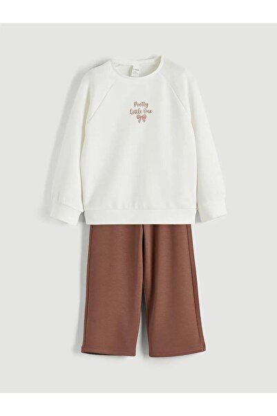 LC Waikiki Printed Girl's Sweatshirt and Pants 2-Piece Set (S6)