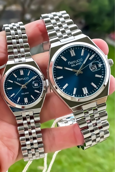 Ferrucci Brand 2 Ad Bay Silver Cord Steel Case Couple Lover Watch2 Year Guara...