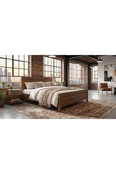 TrMuko Prime Soft 140x190 Çift Kişilik Karyola - 1. Sınıf MDF - Ceviz Renk - ...