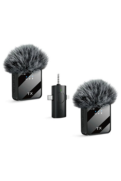 beemen F11 2'li Kablosuz Yaka Mikrofonu 3in1 Alıcı (Type-C, iPhone, 3.5mm) Vl...
