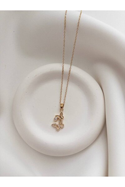Minne Jewelry-Accessory Kelebek Figürlü Gold Renk Çelik Kolye - Çelik Kolye K...