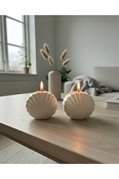 Handmade Kırık Beyaz Deniz Kabuğu Tasarımlı 2’li Mini Set - Minimalist Ev Dekoru