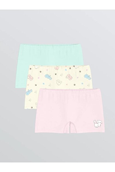 LC Waikiki Boxeri pentru fete cu imprimeu ecru, pachet de 3 (S6)