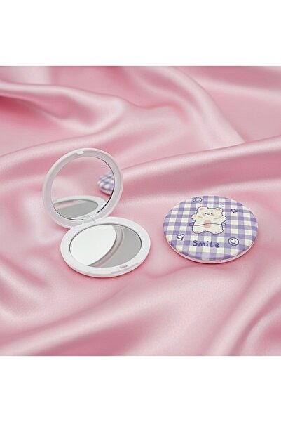 EFSU BİJUTERİ Sevimli Ayıcık Figürlü Çift Taraflı Cep Aynası ,Makyaj Aynası