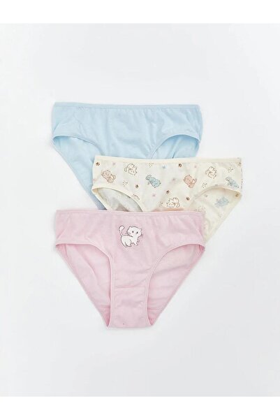 LC Waikiki Chiloți pentru fete cu imprimeu ecru, pachet de 3 (S6)