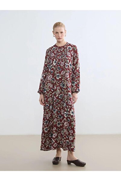 LC Waikiki Κόκκινο φόρεμα με σχέδιο στο γιακά (S6)