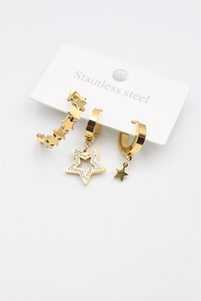 toyigoo 3-Piece Star Earrings - Gold