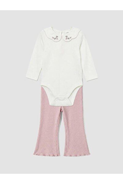 LC Waikiki Embroidered Baby Girl Snap-On Bodysuit and Leggings (S6)