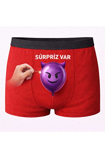 Onudabunuda Baskılı Erkek Boxer Sevgililer Günü Temalı Balon Desenli Komik Mi...