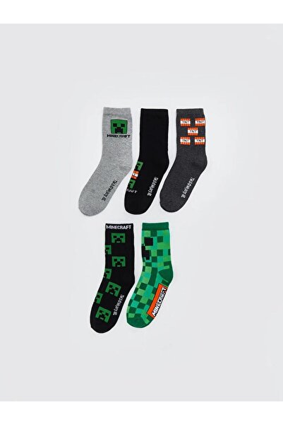 LC Waikiki Karışık Minecraft Desenli Erkek Çocuk Soket Çorap 5 li (S6)