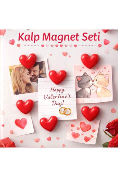 parlahome Kalp magnet seti-Buzdolabi magneti-8li Kalp Magnet-Sevgililer günü ...