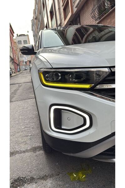 Volkswagen T-Roc Üst Far Sticker Set Koyu Sarı