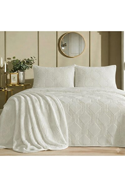 Özdilek Art Deco Double Blanket - Bone
