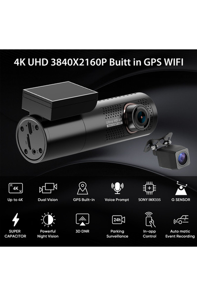 Lsc Camera Auto DVR, LSC,Fata-Spate, 4K Ultra HD + 1080P, Wi-Fi, Unghi Larg 1...