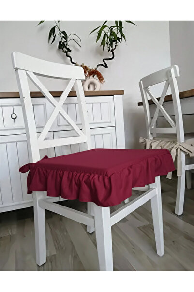 Sister Home Design Bordo Rengi Fırfırlı Sıvı & Leke Itici Iskandinav Sandalye...