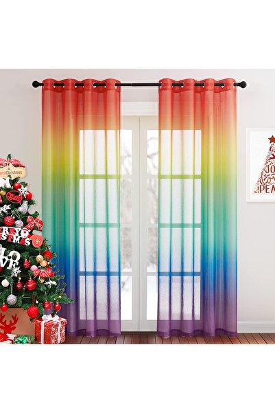 NICETOWN Semi-transparent curtains in gradient colors, 2 pcs., 140x260 cm