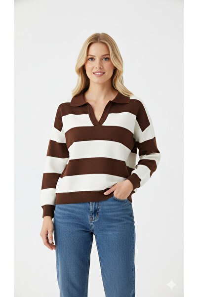 FİFTY ONE Pulover tricotat cu guler polo și decolteu în V