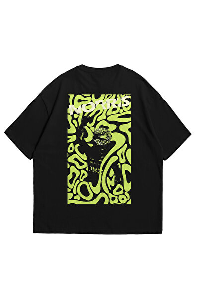 GlowUP Women's Men's Black F1 Norris Printed Oversize Crew Neck T-Shirt