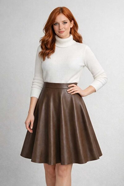 Pupa Women's Flared Faux Leather Skirt