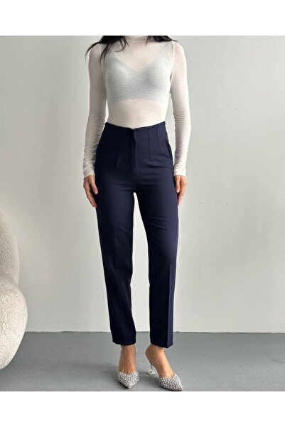 moda çağdaş بنطلون نسائي يومي بتفاصيل من قماش البايليه من تشيمالي