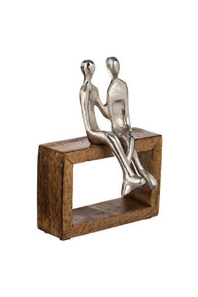DavidaHome Lovers decoration, wooden base with figurine, 15x11x21 cm