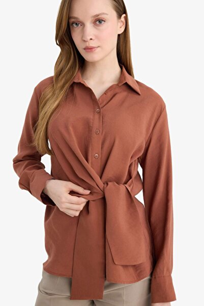 DeFacto Relax Fit Shirt Collar Modal Long Sleeve Shirt G9131Ax26Sp