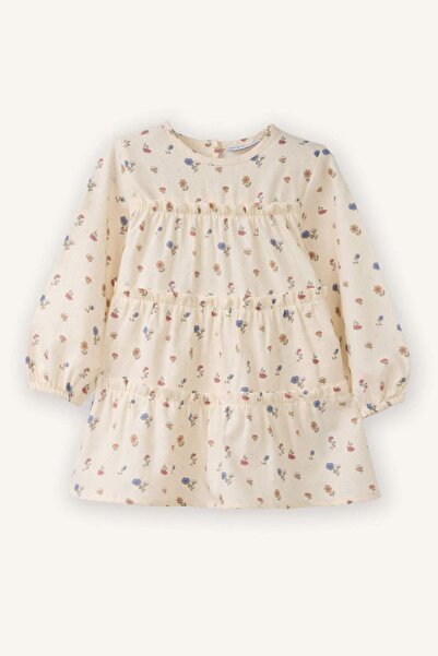 DeFacto Baby Girl Patterned Long Sleeve Twill Dress G8143A526Sp