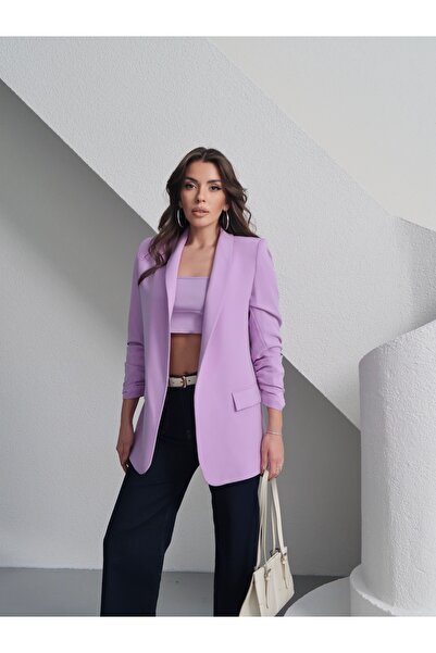 MAXXANA Lined blazer jacket with gathered sleeves