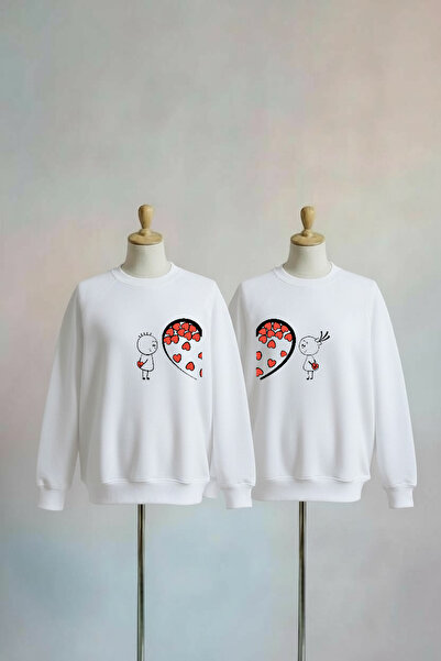 Vordevia Dear Couple Combination Printed Cotton 3 Thread O Oversized Sweatshirt