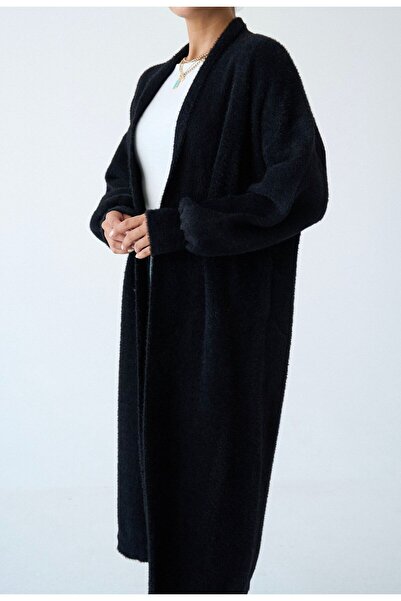 STOREBARS Kadın Uzun Peluş Triko Hırka