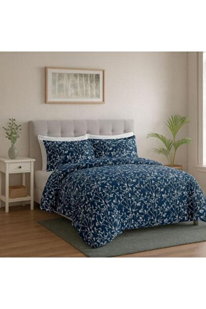 Rose Floral Double Bedspread Set - Midnight