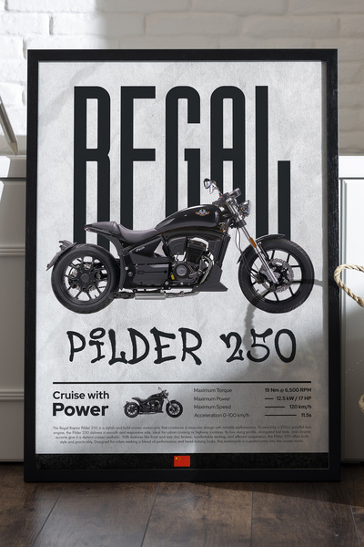 Duvarda Regal Raptor Pilder 250 Siyah Ahşap Çerçeveli Poster, Dekoratif Motos...