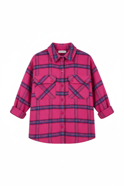 SONGÜLBERİK Girl's Plaid Lumberjack Shirt (Pink)