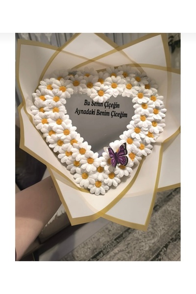 ellobutik Aynalı Yazılı Papatya Buketi Sevgililer Gününe Özel