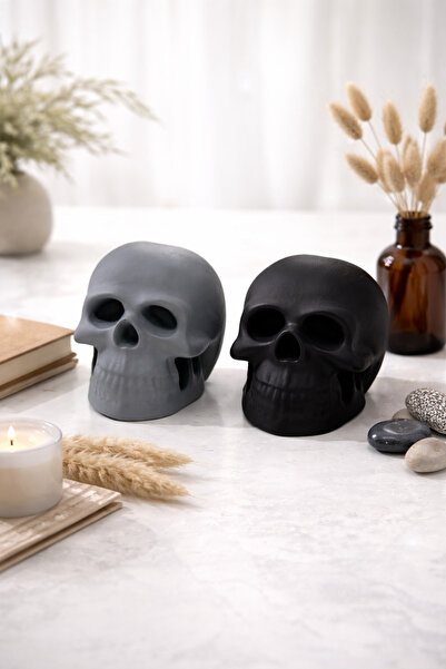 Silver 2’li El Yapımı Kurukafa Biblo - Dekoratif Hediyelik Biblo