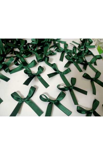 Esram Butik 50 Adet Hazır 10 mm Fiyonk Yeşil Saten Kurdele - Nikah Şekeri , H...