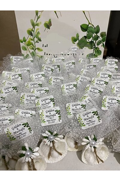 Siyah Lale Nikah Şekeri Deniz Kabuğu Fıstık Şekerli Nikah, Söz, Nişan Hediyel...