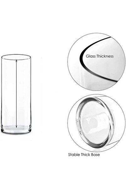 Mado Gallery 4pcs Glass Cylinder Vases for Flowers & Candles for Home, Events & Weddings