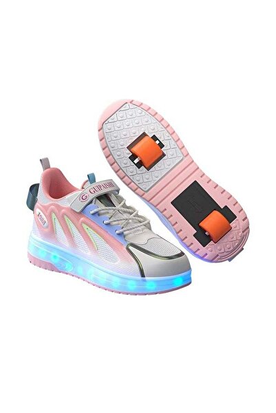 Beauenty LED Flash Light Sneaker Skate Shoes with Wheels USB Charging Roller ...