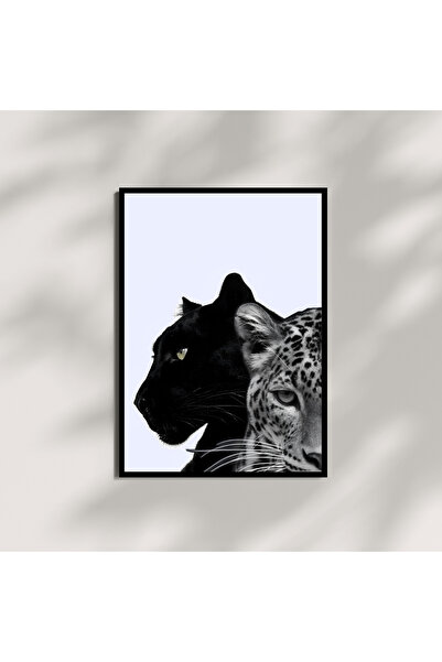 Kracket Leopar Ve Panter Çerçeveli Tablo Dekorasyon Poster Hediyelik