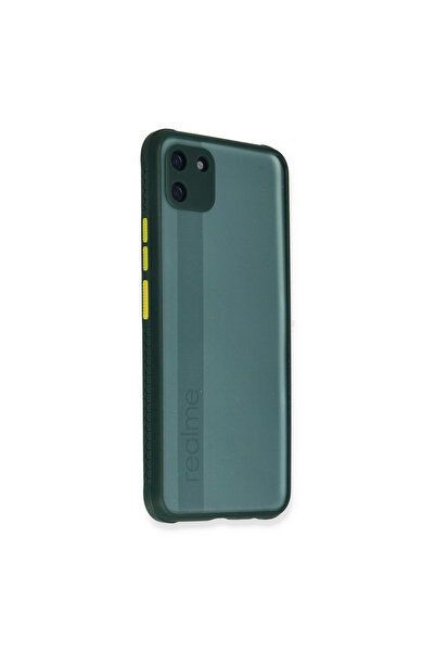 Najmaddin جراب Realme C11 مصنوع من السيليكون الشفاف ميامي - أخضر داكن