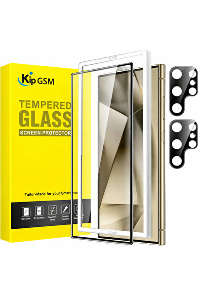 Kipgsm Samsung Galaxy S23 Ultra Uyumlu 9H Cam Ekran Koruyucu+Kamera Safir Len...