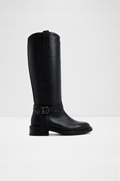 Aldo PHILIPPA - Kadın Siyah Hakiki Deri Blok Topuklu Fermuarlı Binici Çizme