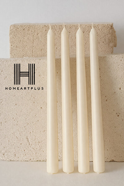 a&p Krem renk Sedefli Gold dekoratif Şamdan mum 3 adet (25x2.2cm)