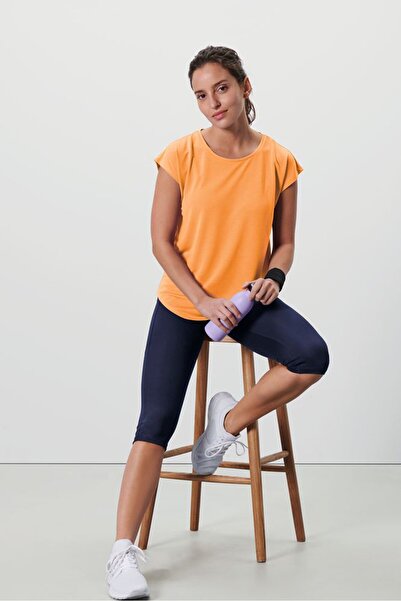 Tchibo Women Sportswear Fit Cap Sleeves Training Top, Orange