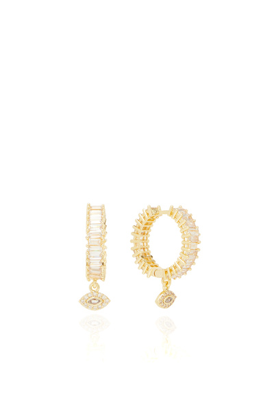 Network Gold Taşlı Kadın Halka Küpe